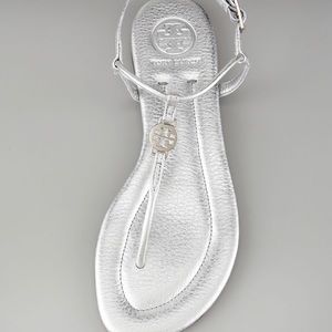 Tory Burch Emmy metallic tumbled leather T strap